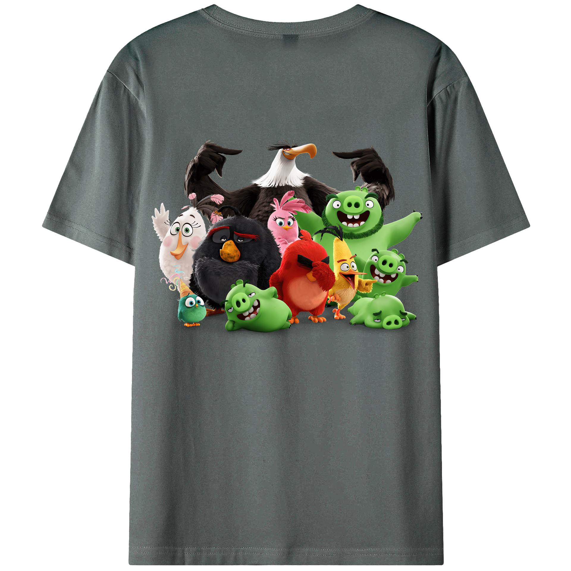 （画像用） Angry Birds アングリーバード 綿100％ メンズ半袖Tシャツ（バックプリント） 通気性